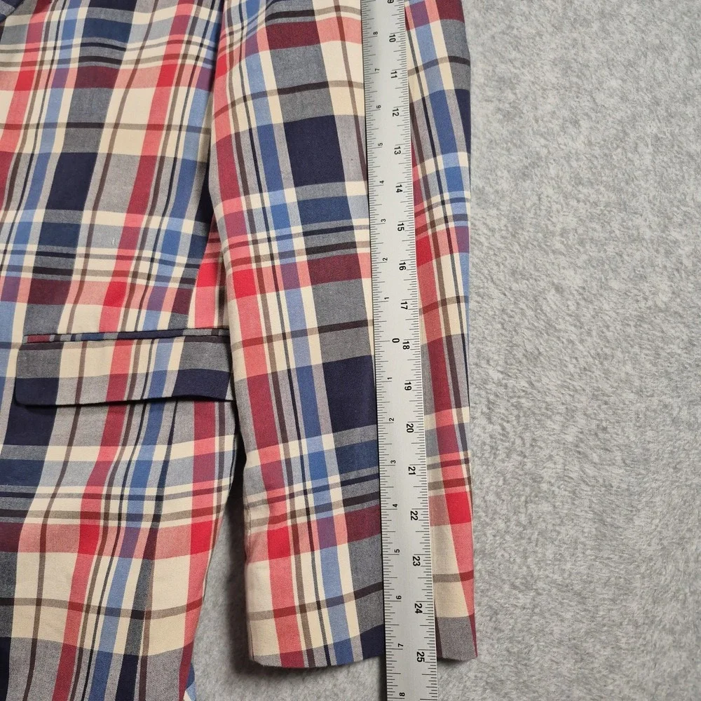 Tommy Hilfiger Mens Plaid 100% Cotton Multi-color 2 Btn Blazer Sport Coat 46R - Picture 5 of 10
